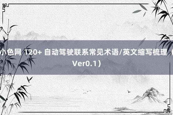 小色网 120+ 自动驾驶联系常见术语/英文缩写梳理（Ver0.1）