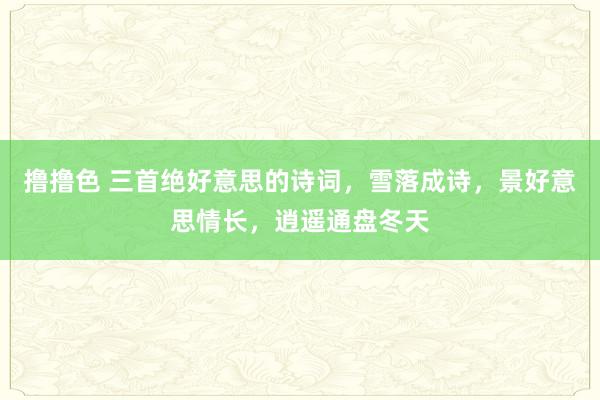 撸撸色 三首绝好意思的诗词，雪落成诗，景好意思情长，逍遥通盘冬天
