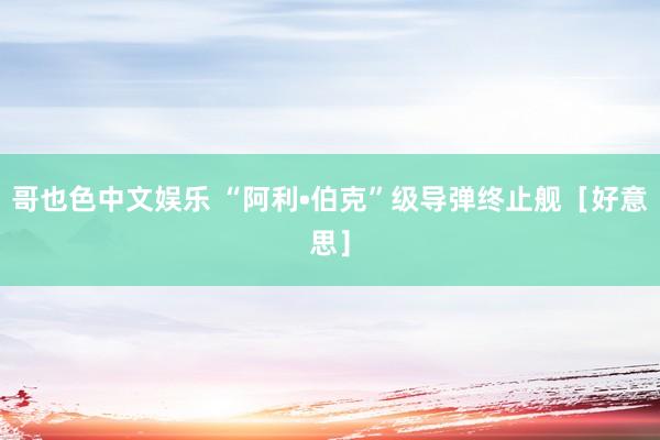 哥也色中文娱乐 “阿利•伯克”级导弹终止舰［好意思］